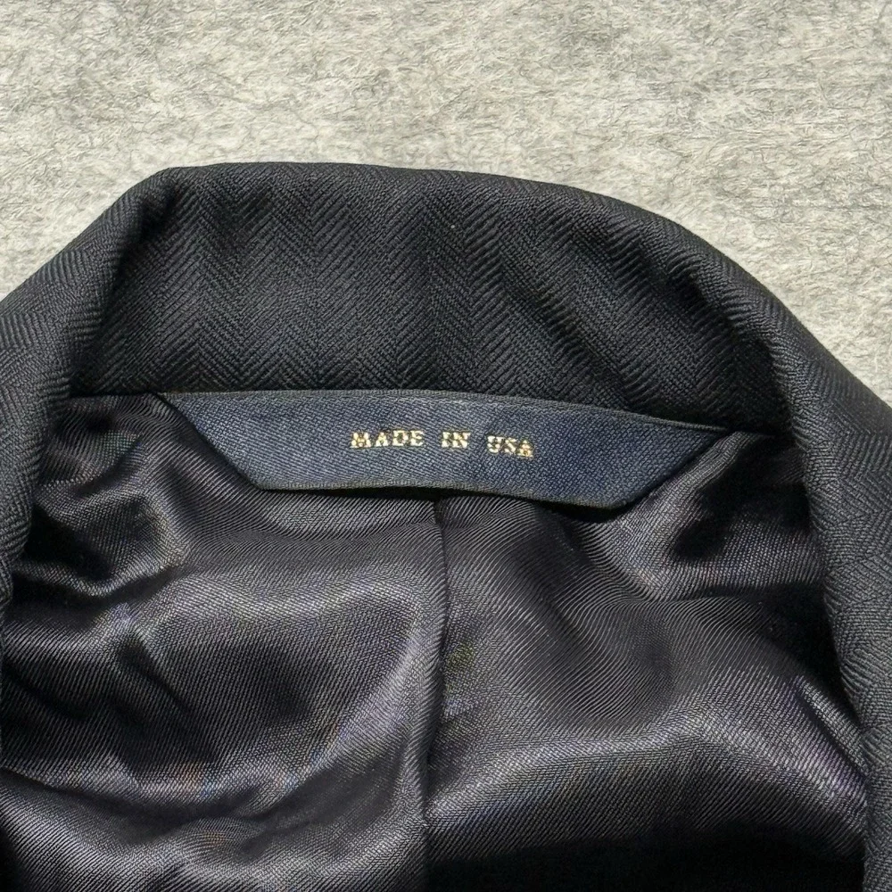 Brooks Brothers Suit Jacket Mens 46 RG Navy Herringbone Wool Loro Piana Blazer